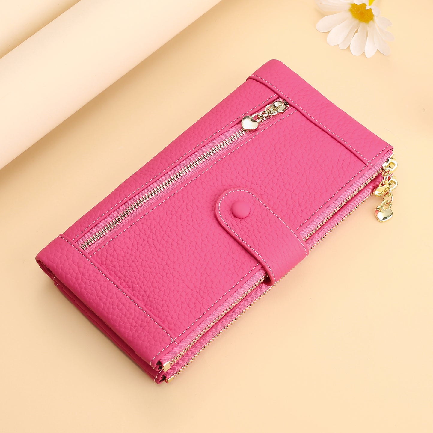 Multifunctional Fashion Top Layer Leather Two-fold Ladies Wallets