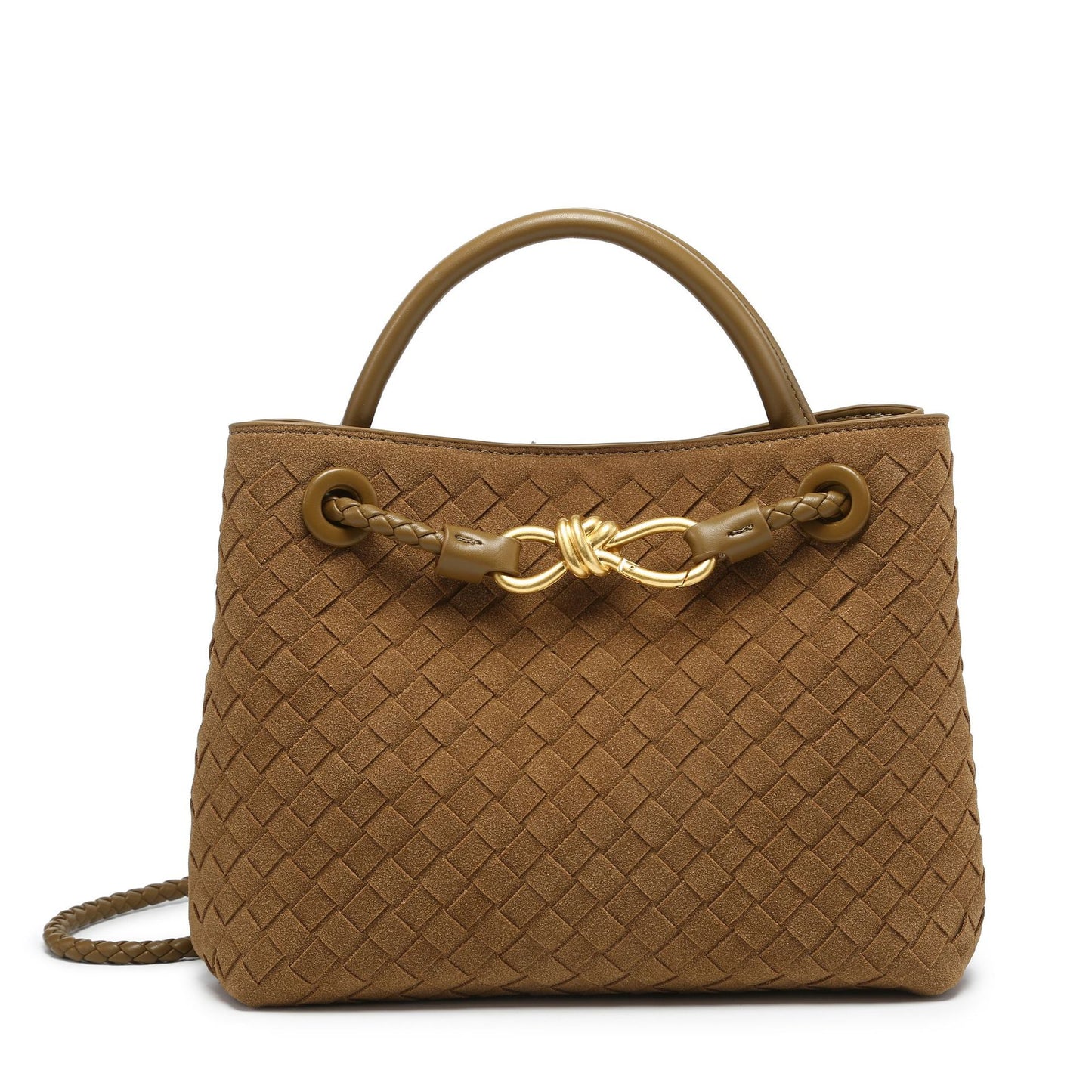 Women's Elegant Suede Vintage Bow Woven Shoulder Bags