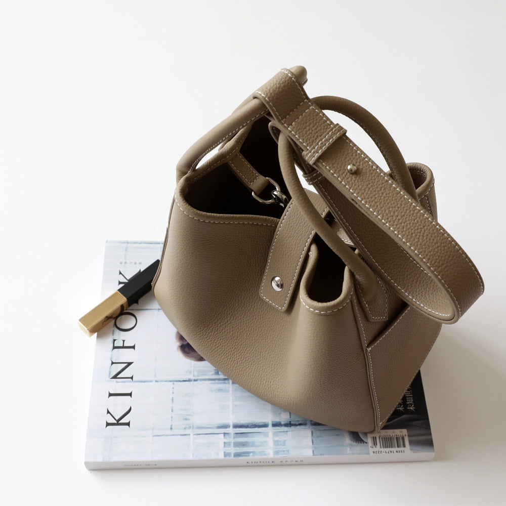 Women's First Layer Lychee Pattern Genuine Leather Vegetable Bags