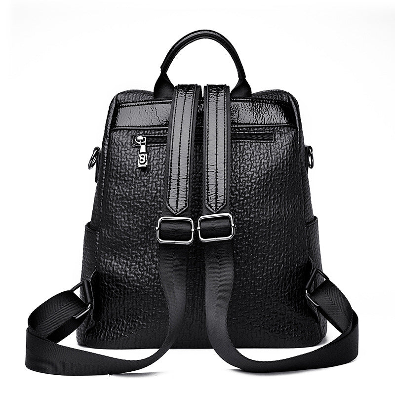 Women's Fat Bear Leather Trendy Embroidered Large Backpacks