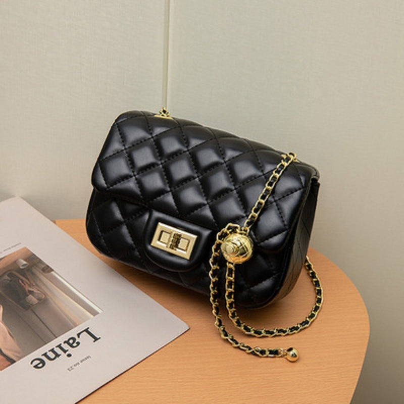 Women's Genuine Leather Diamond Pattern Chain Classic Crossbody Bags