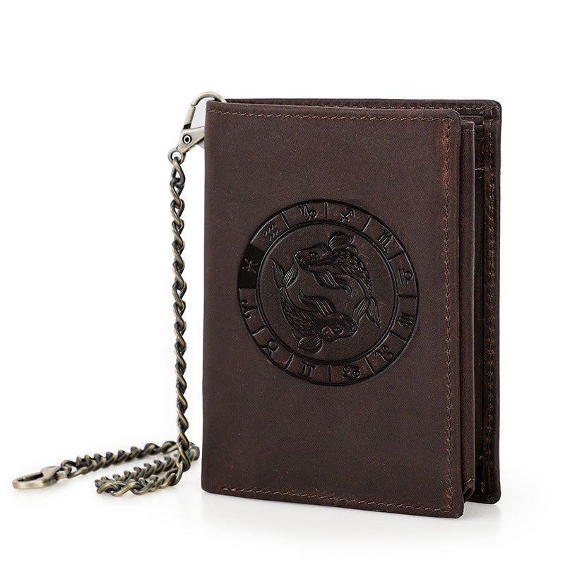 Men's Man Retro Crazy Horse Vertical Twee Men's Wallets
