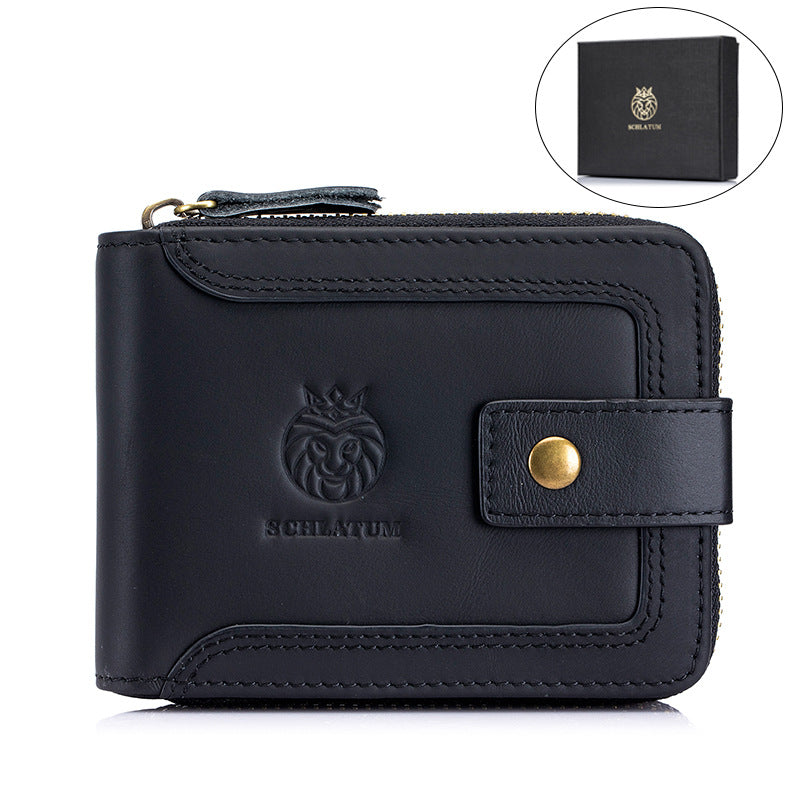 Men's Cowhide Swiping Genuine Leather Horizontal Retro Men's Wallets