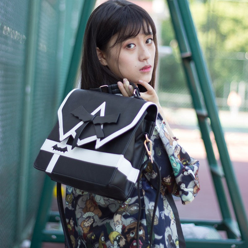 Women's College Style Bowknot Embroidery Uniform Handbags