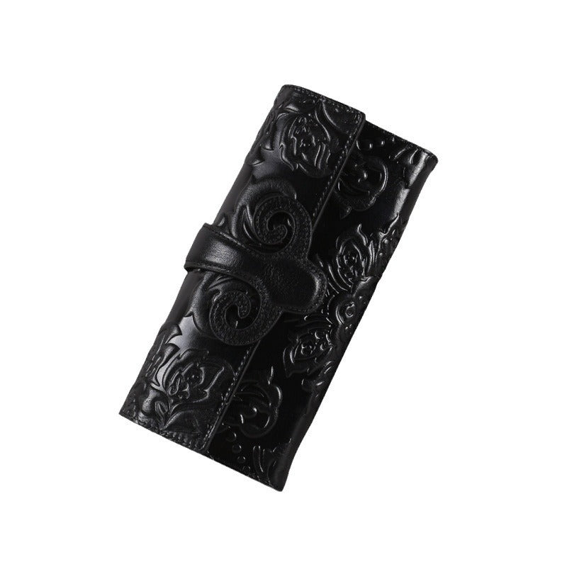Women's Chinese Style Multiple Slots Trendy Genuine Ladies Wallets