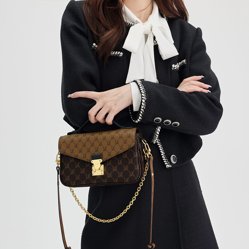 Women's High-grade Exquisite Underarm Retro Presbyopic Chain Small Square Bags