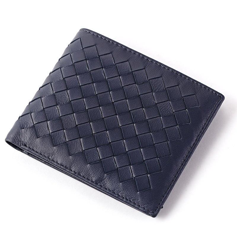 Men's Hand-woven Short Long Genuine Leather Classic Business Men's Wallets