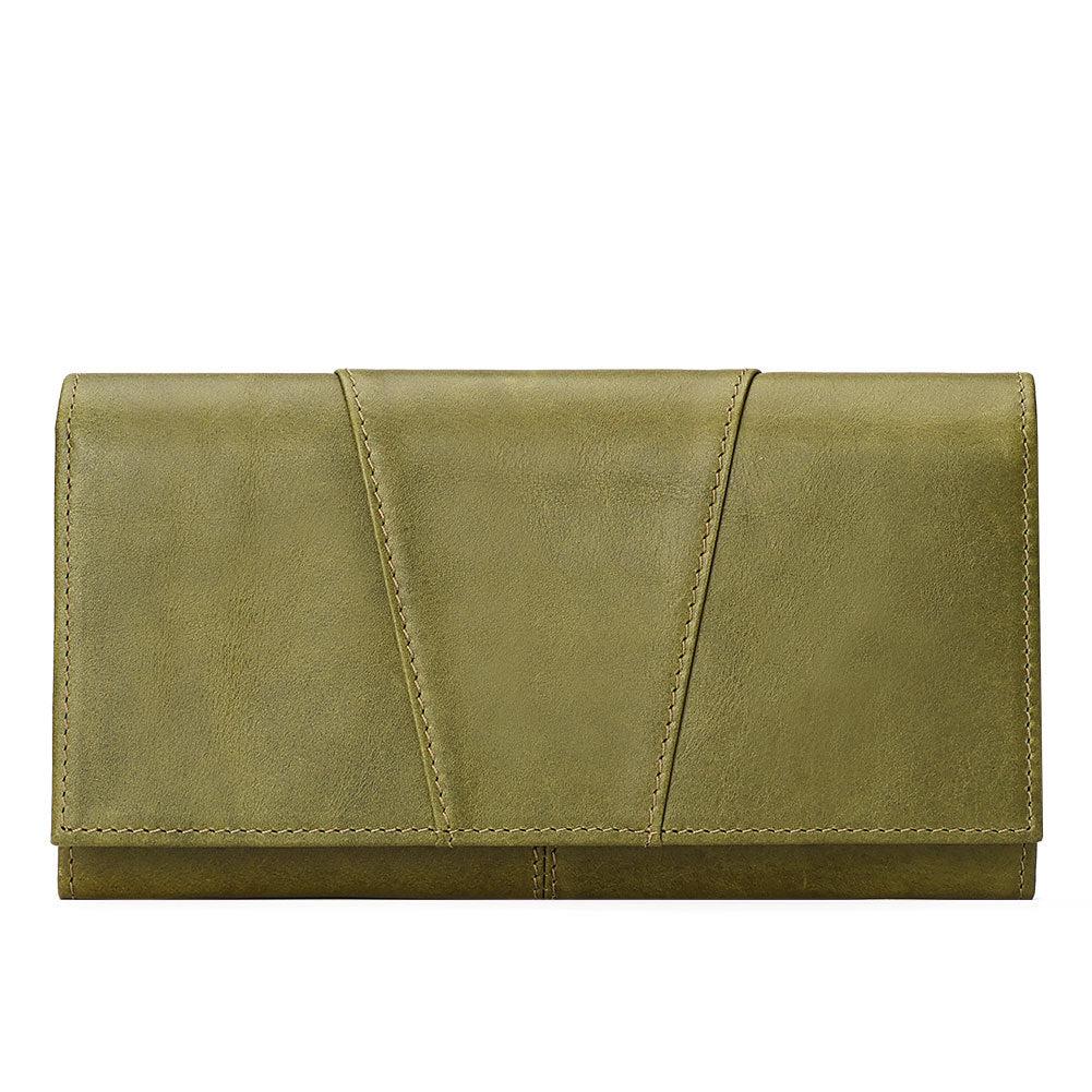 Women's Leather Retro Mobile Clutch Swiping Long Ladies Wallets