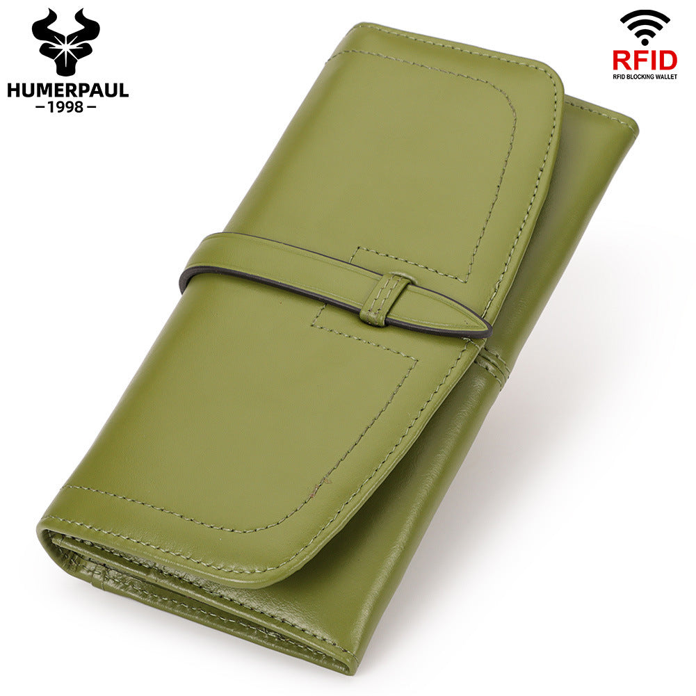Women's Long Zip Large Capacity First Layer Ladies Wallets