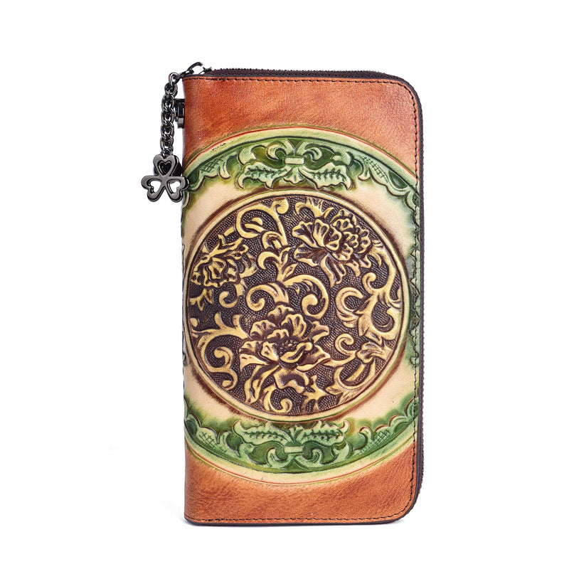 Embossed Vintage Ethnic Style Clutch Top Ladies Wallets