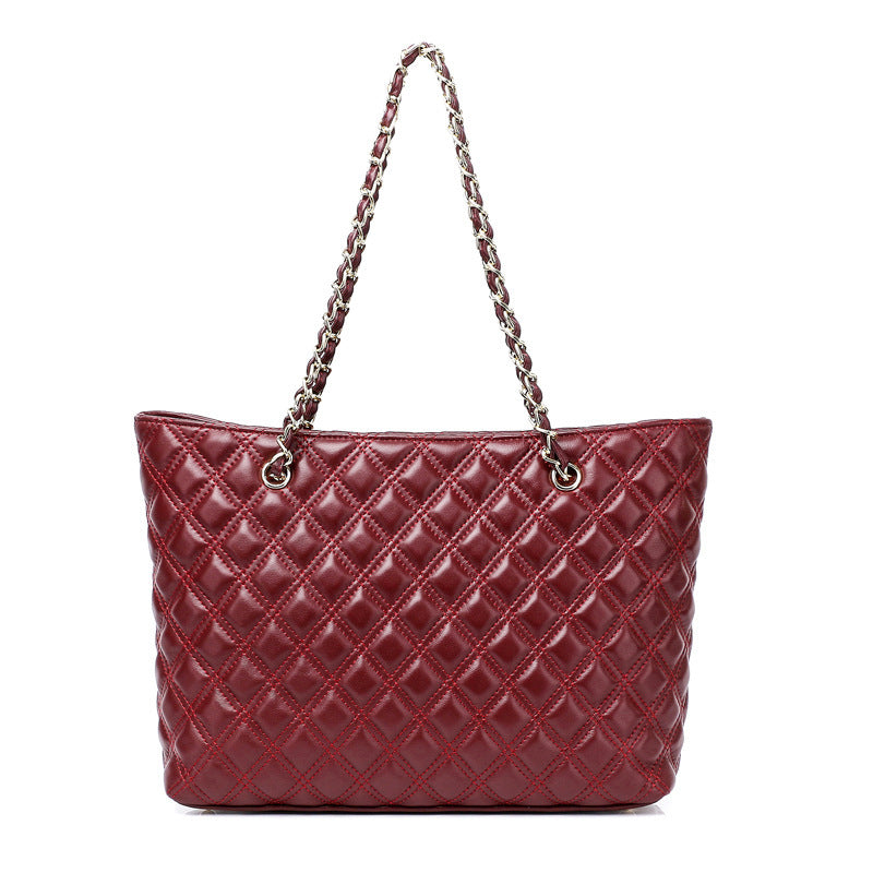 Women's Classic Style Sheepskin Diamond Chain Genuine Shoulder Bags