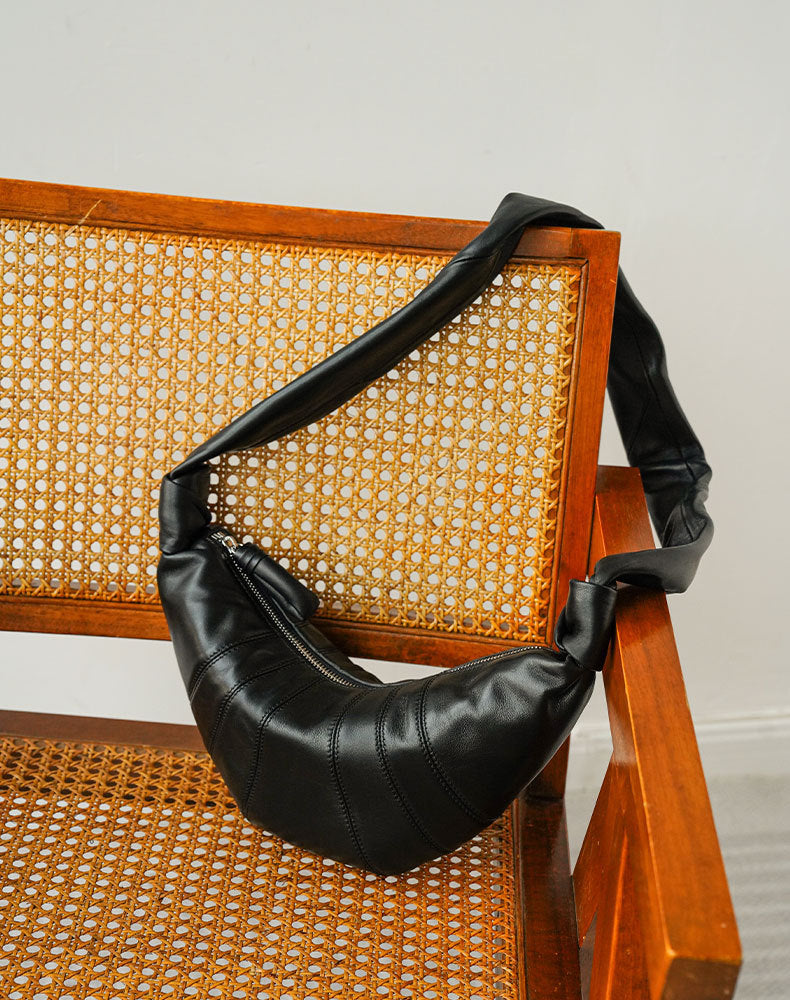 Women's Sheepskin Dumpling Genuine Leather Croissant Ode Shoulder Bags