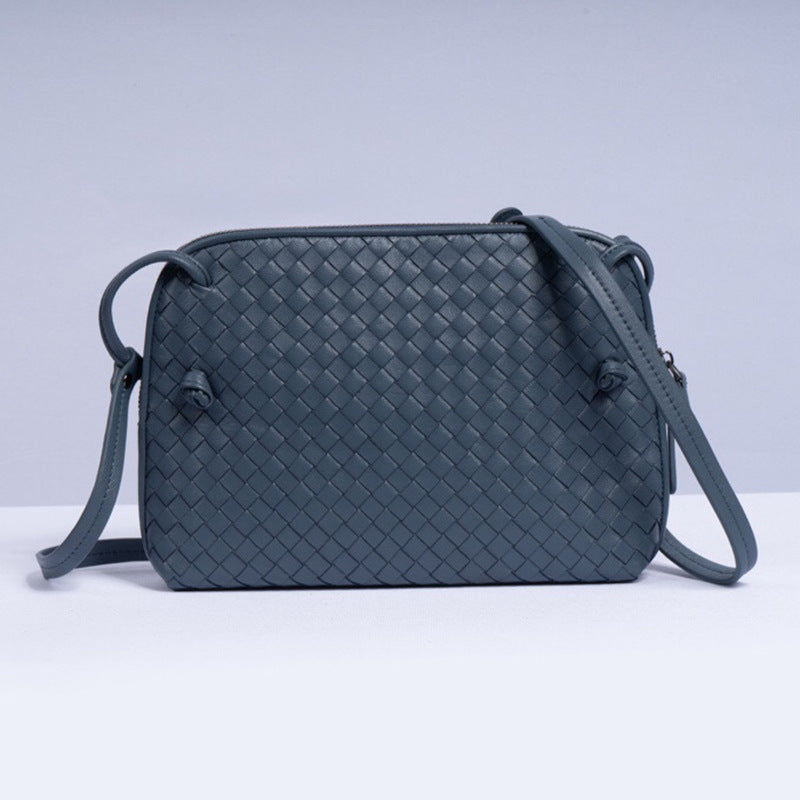 Women's Sheepskin Large Capacity Green Hand-woven Leather Crossbody Bags