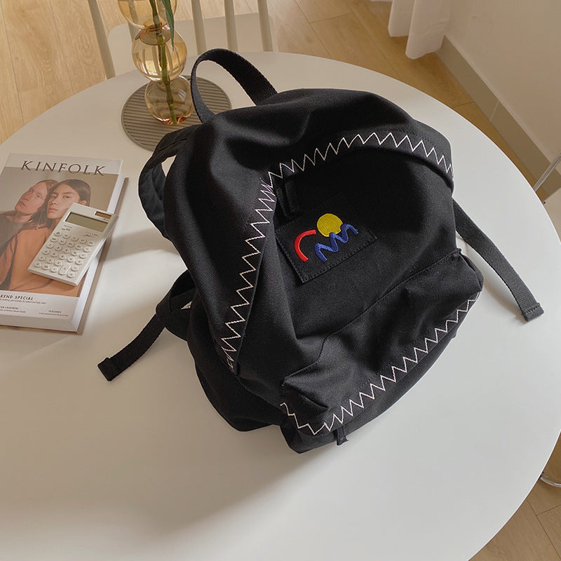 Women's Simple Versatile Canvas High Korean Style Backpacks