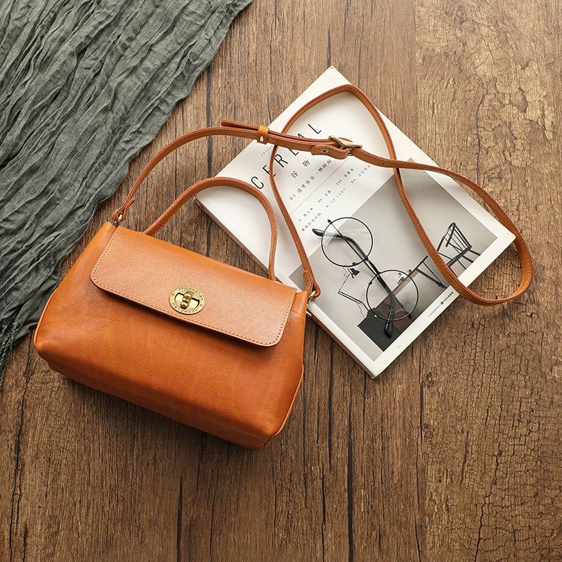 Leather Vintage Brass Hardware Thickness Match Crossbody Bags