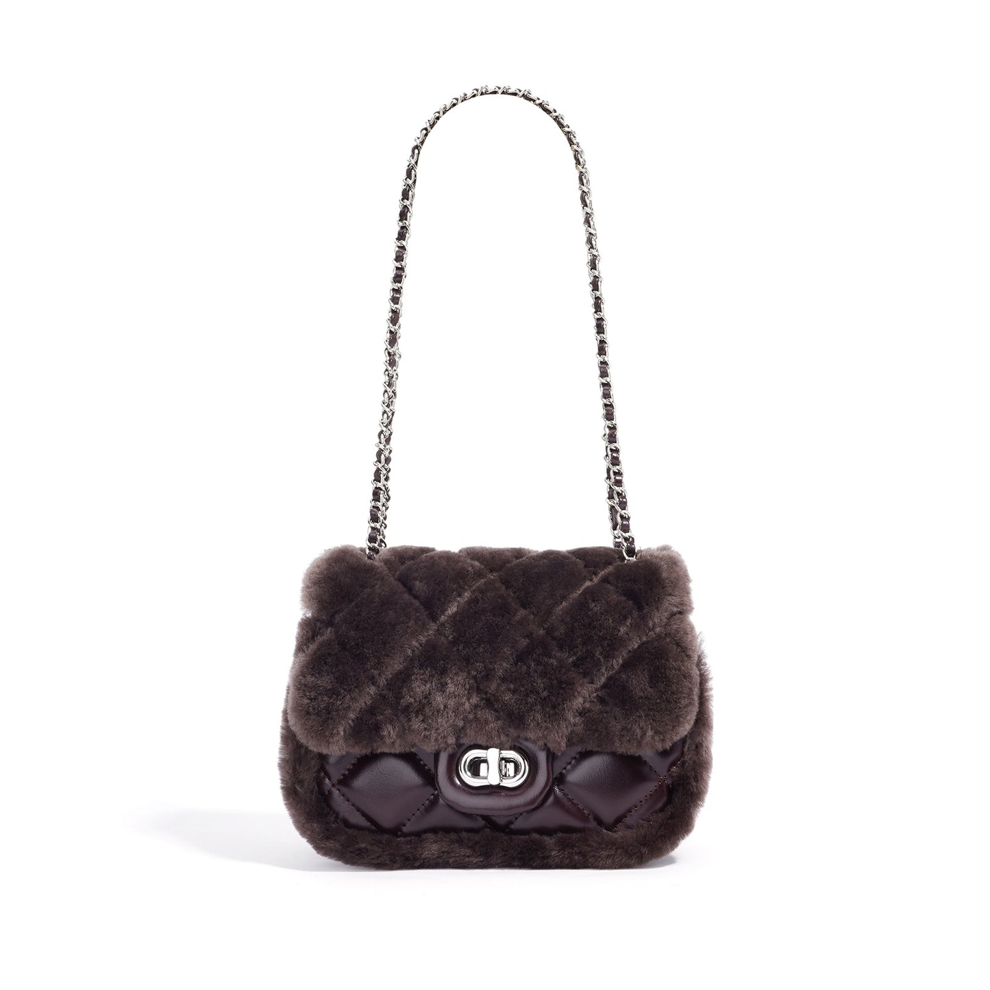 Women's Cover Plush Premium Classic Style Rhombus Shoulder Bags