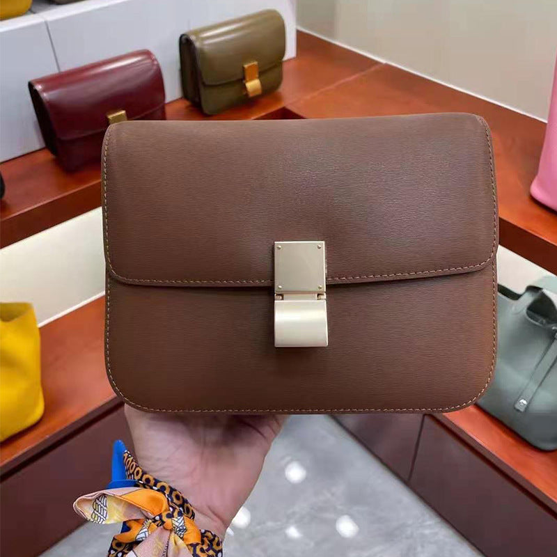Women's Candy Color Stewardess Cowhide Mini Trendy Shoulder Bags