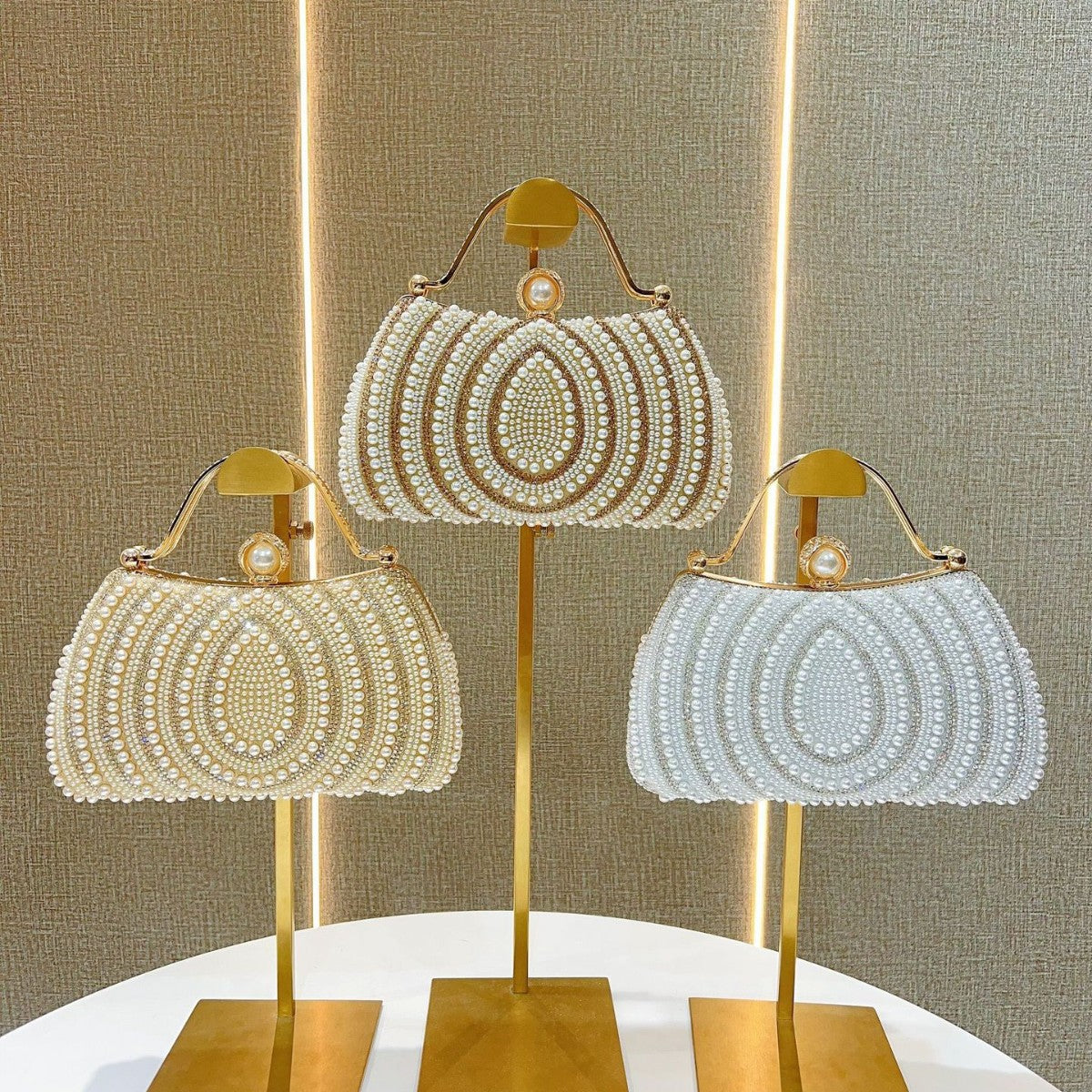 Women's Pearl Dinner Banquet Dress Diamond Clutch Evening Bags