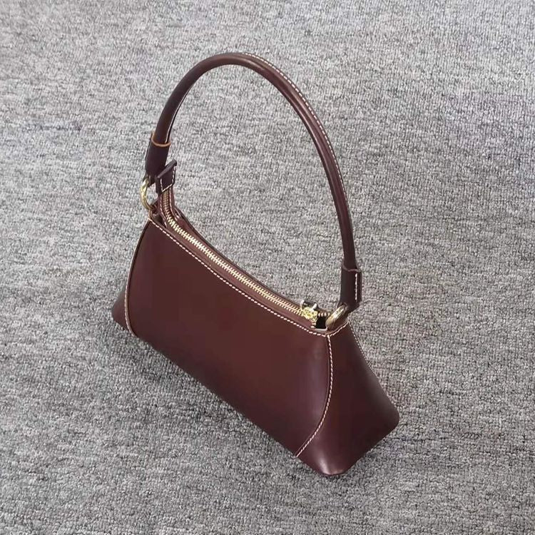 Women's First Layer Cowhide Business Underarm Foreskin Fashion French Stick Crossbody Bags
