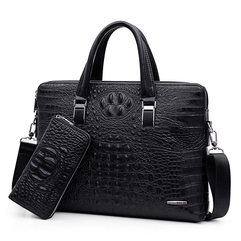 Men's Business File Fashion Crocodile Pattern Large Men's Handbags