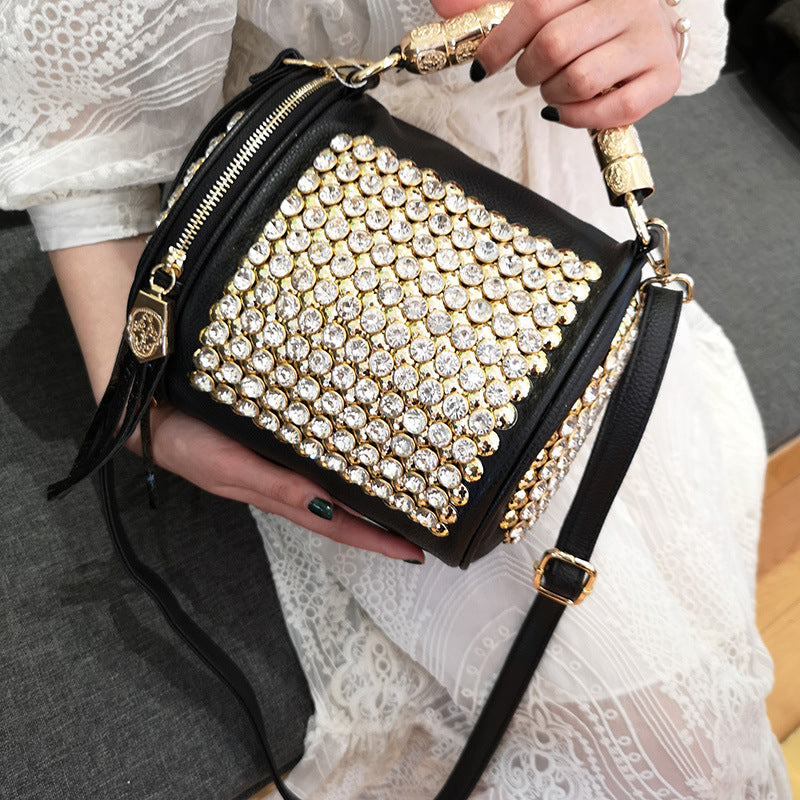 Women's Portable Round Pearl Color Crystal Handbags