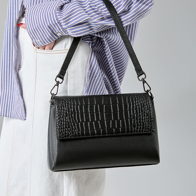 Women's Genuine Leather For Commute Crocodile Pattern Small Square Bags