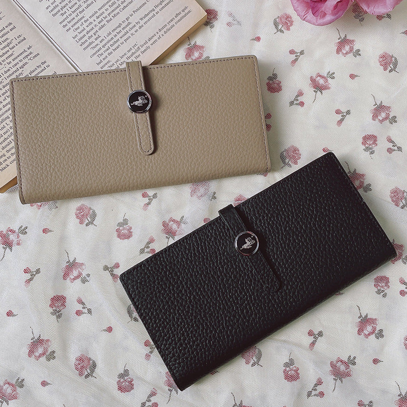 Women's Simple Genuine Cattlehide Leather Surface Multiple Ladies Wallets