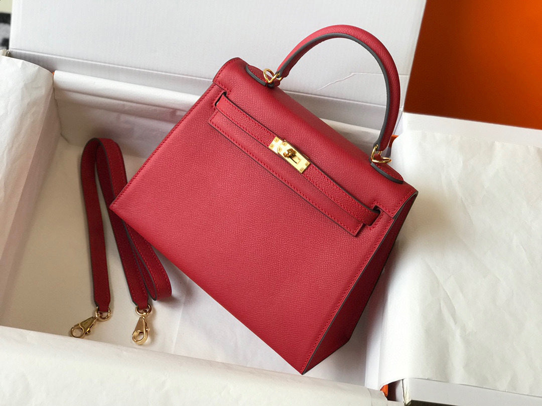 Women's Quality Palm Print Kelly Genuine Leather Shoulder Bags