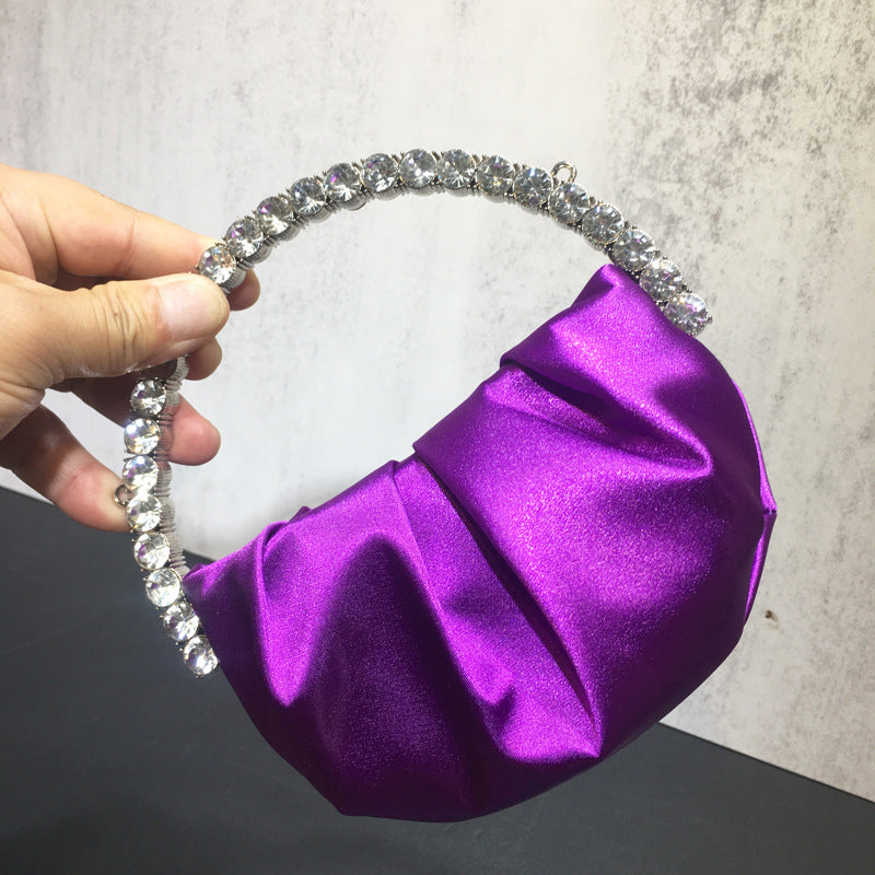Female Niche Rhinestone Clutch Diamond Pleated Dinner Bags