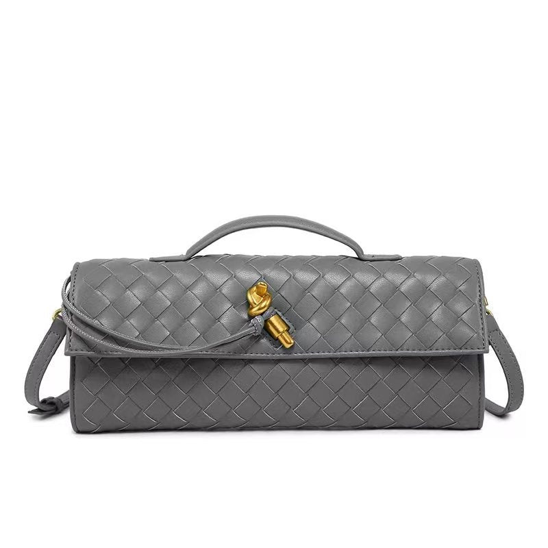 Hand-woven Soft Leather Dinner Baguette Long Crossbody Bags