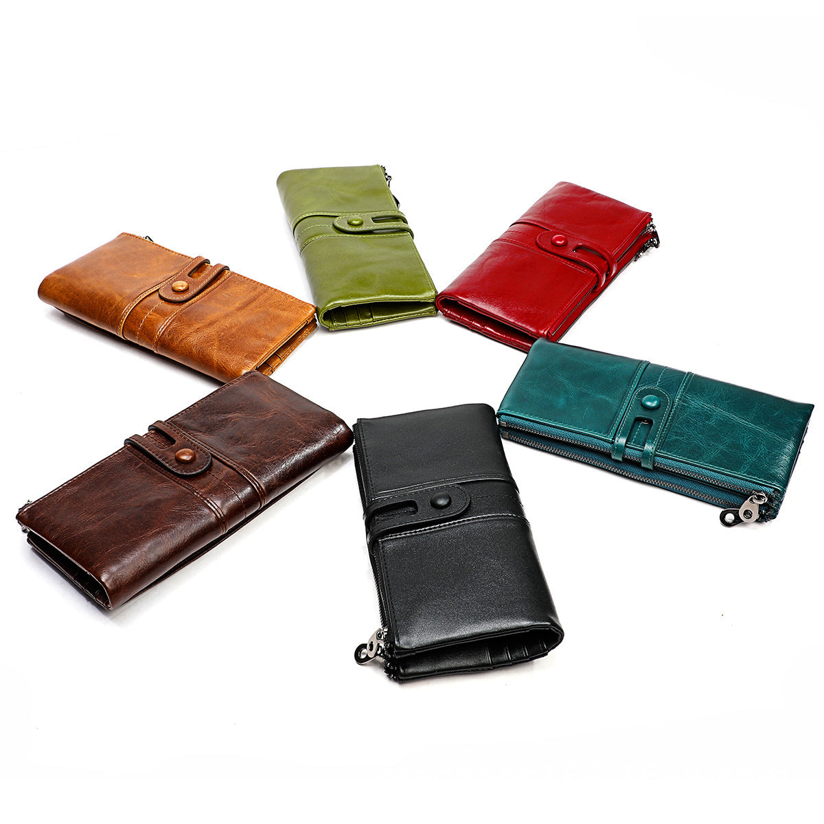 Women's Genuine Leather Solid Color High-grade Cowhide Ladies Wallets