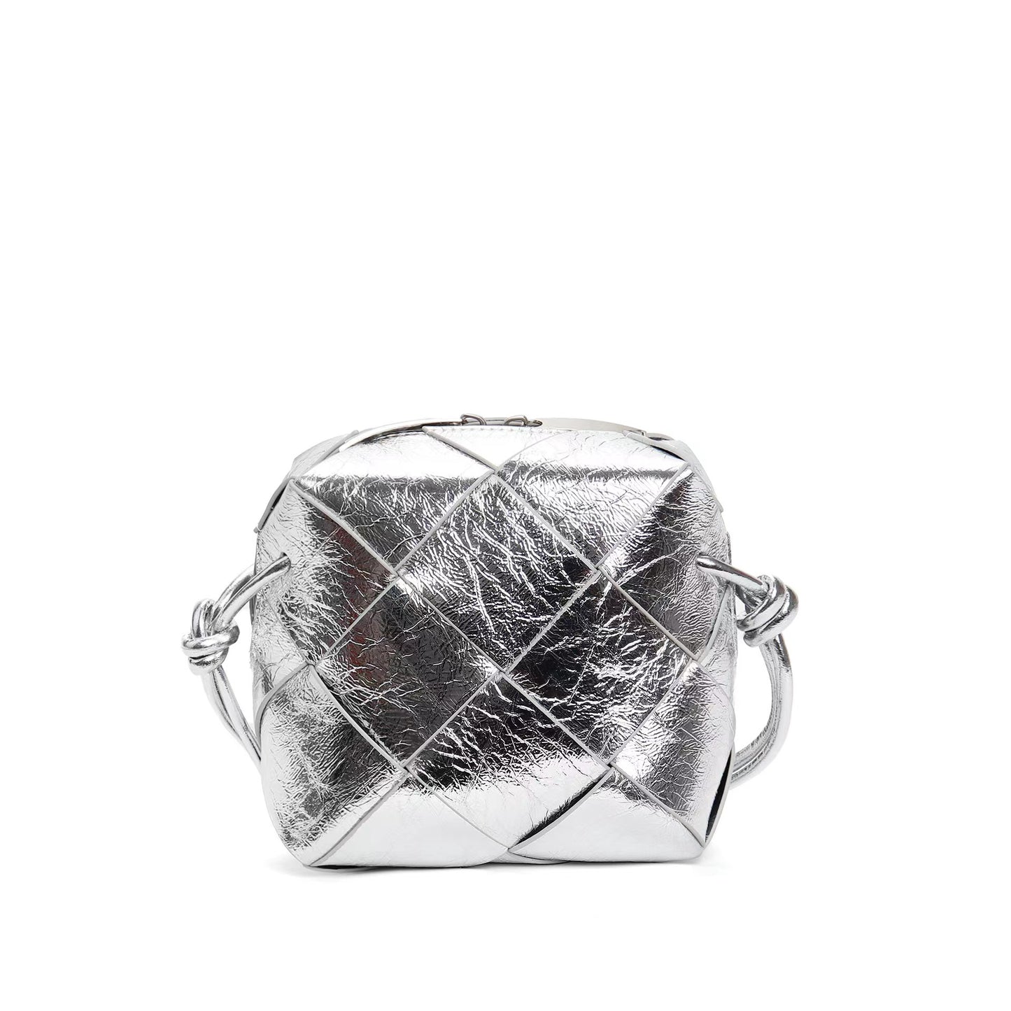 Women's Woven High-grade Genuine Leather Plaid Lunch Crossbody Bags