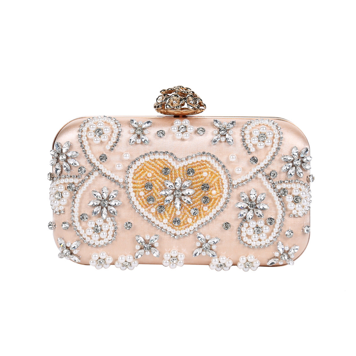 Embroidered Rhinestone Clutch Heart-shaped Diamond Female Evening Bags