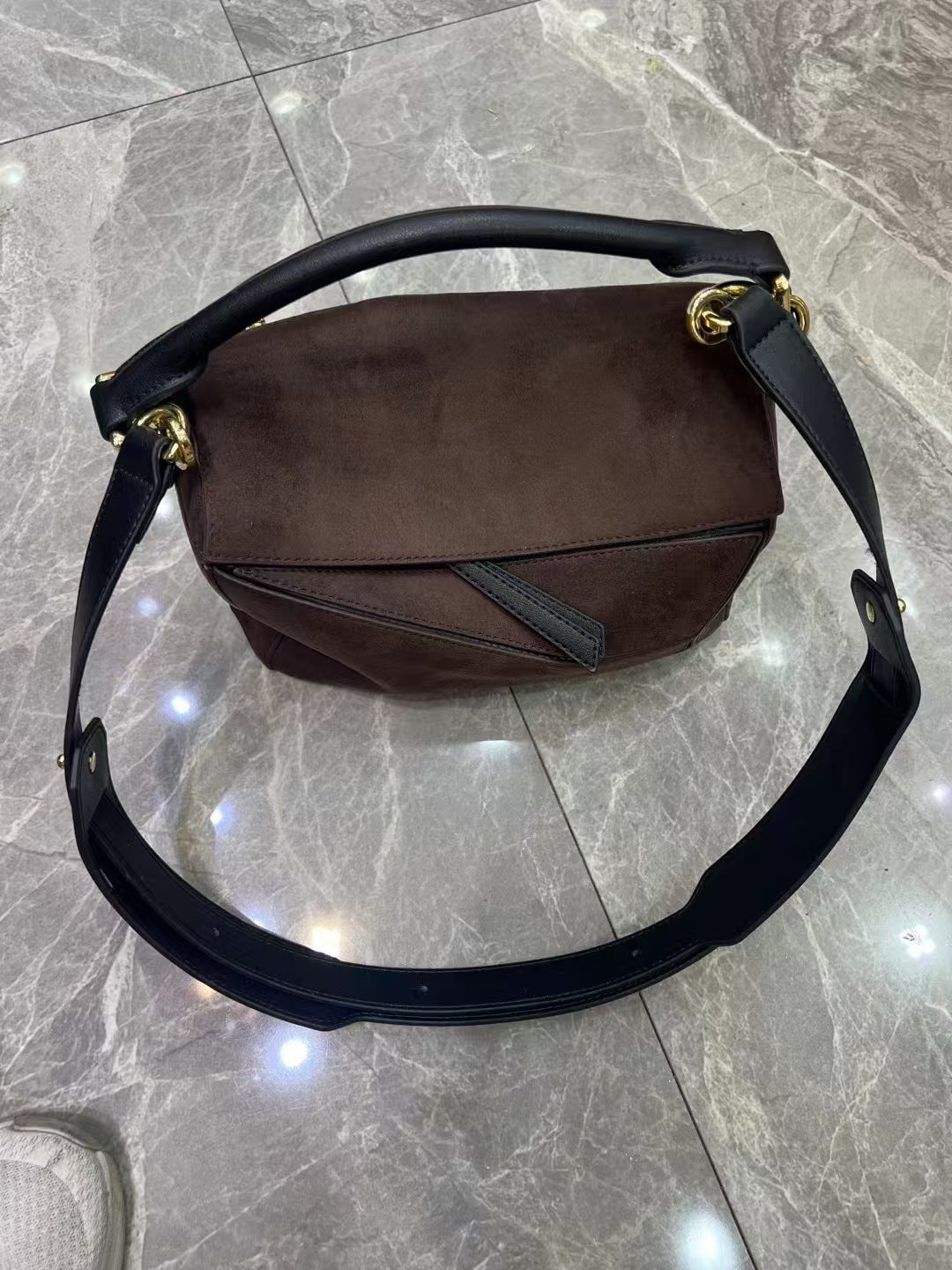 Vintage Geometric Frosted Cowhide Portable Fashion Handbags