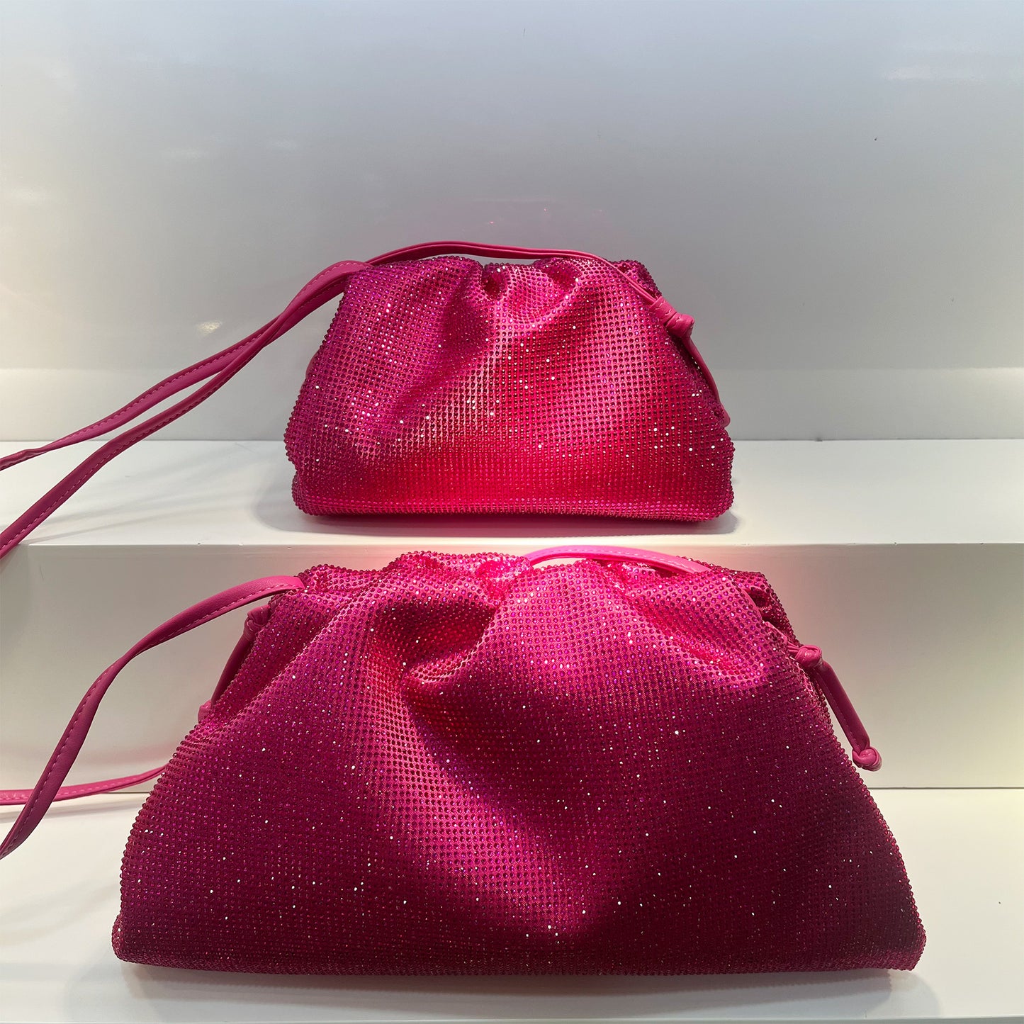 Women's Water Bright Crystal Cloud Fashion Commuter Pleated Crossbody Bags