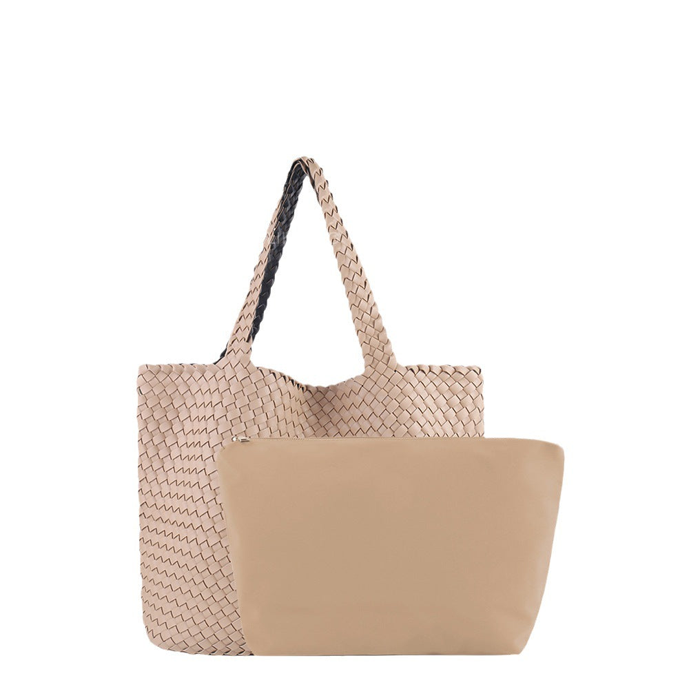Women's Contrast Color Hand-woven Texture Portable Large Shoulder Bags