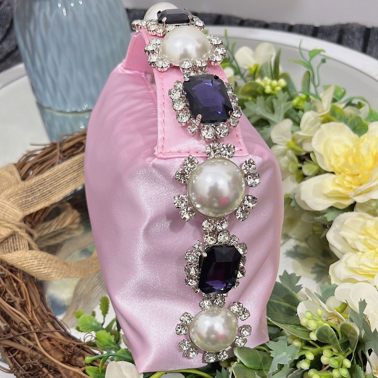 Women's Clutch Rhinestone Pearl Satin Lunch Box Summer Handbags
