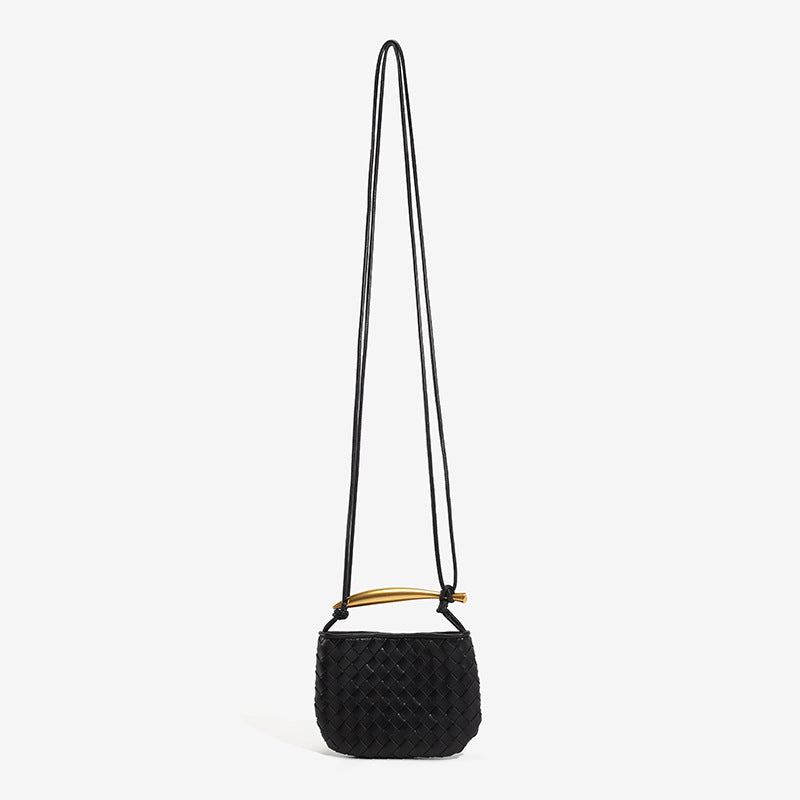 Spring Sier Sardine Soft Leather Woven Crossbody Bags