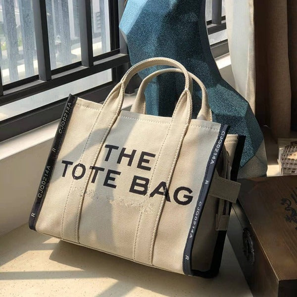 Women's Horse Letter Jacquard Canvas Shopping Commuter Shoulder Bags