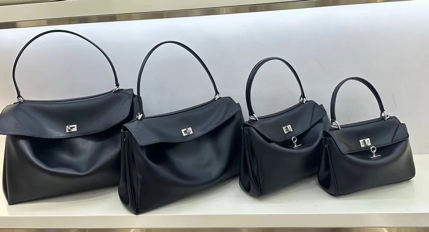 Retro Fashionable Cowhide Kelly Large Capacity Handbags
