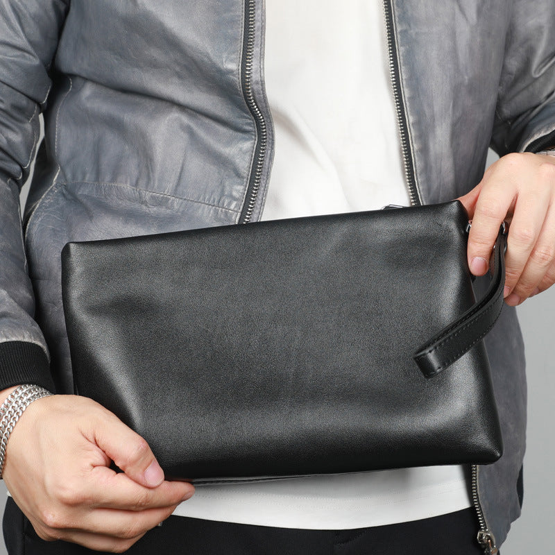 Men's Top Layer Cowhide Envelope Large Capacity Men's Handbags