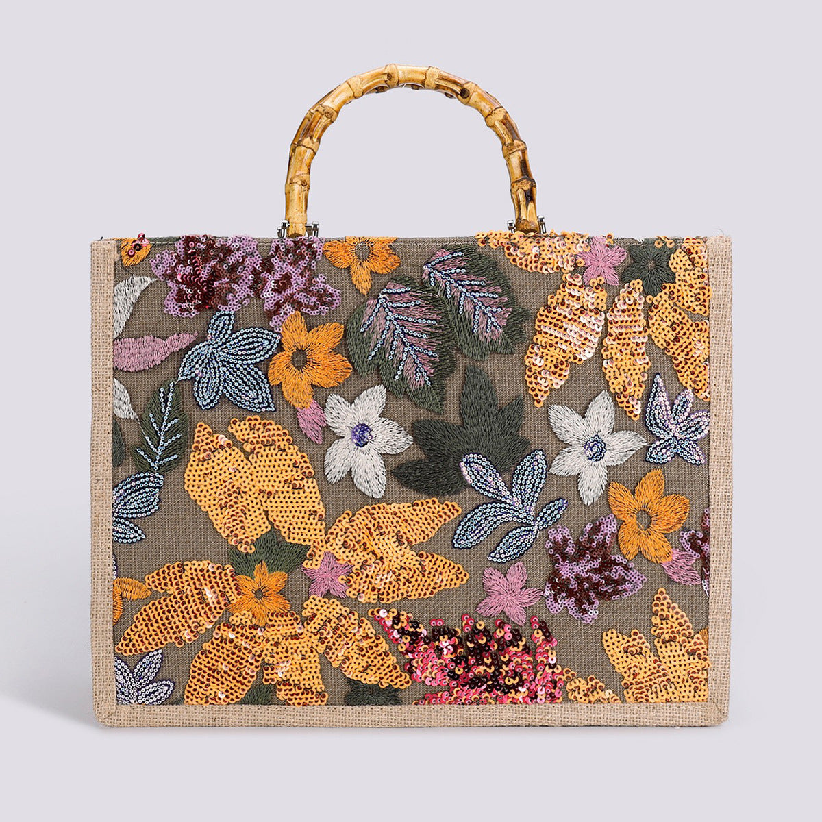 Women's Bamboo Woven High-grade Sequins For Large Capacity Handbags