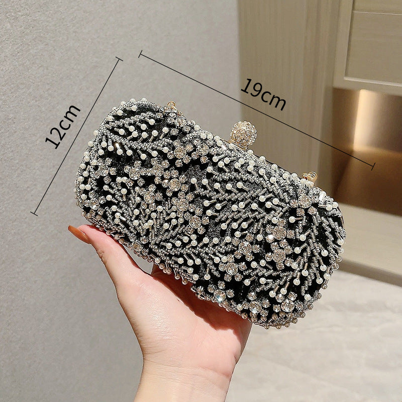 Women's Heavy Handmade Pearl Embroidery Dinner Clutch With Evening Bags