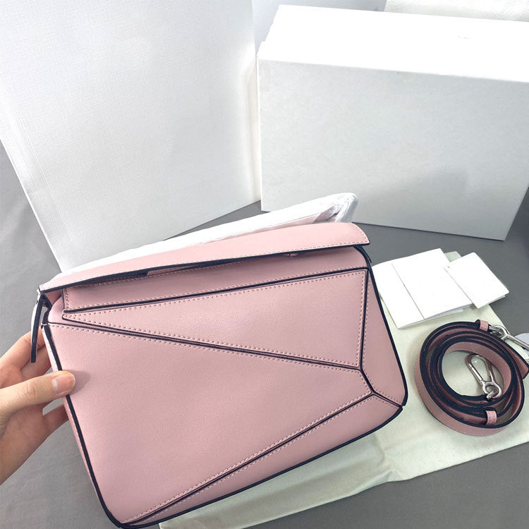 Geometric Cowhide Stitching Pillow Retro One Shoulder Bags