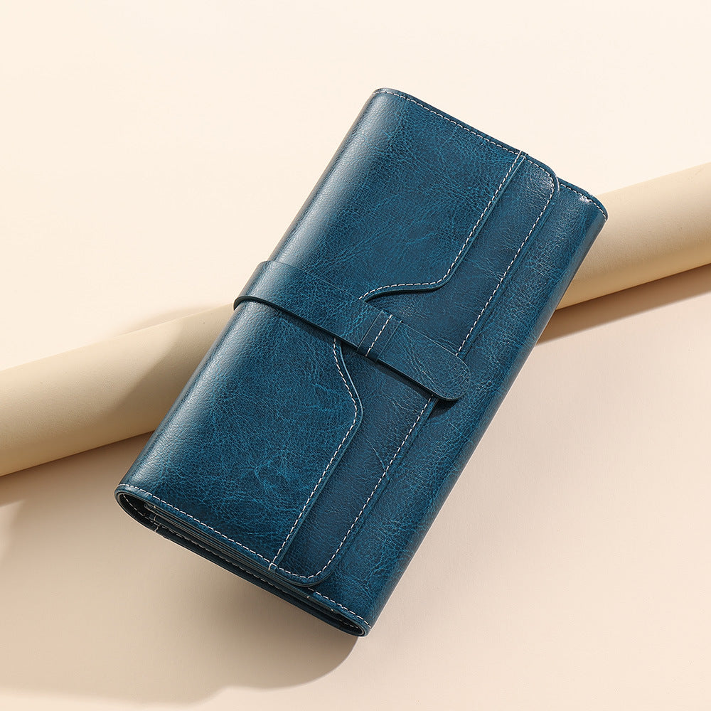 Women's Boxed Long Pocket Green Vintage Ladies Wallets
