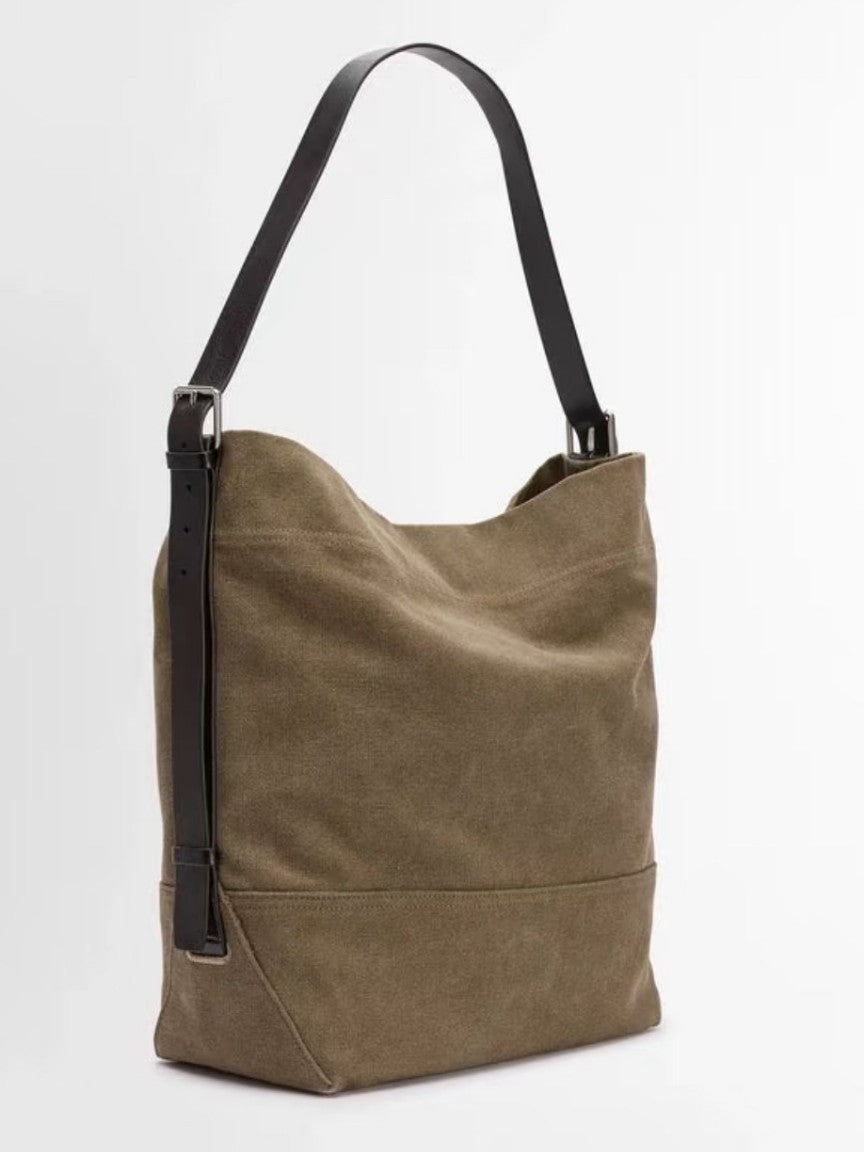 Two-color Big Versatile Canvas Large Capacity Crossbody Bags