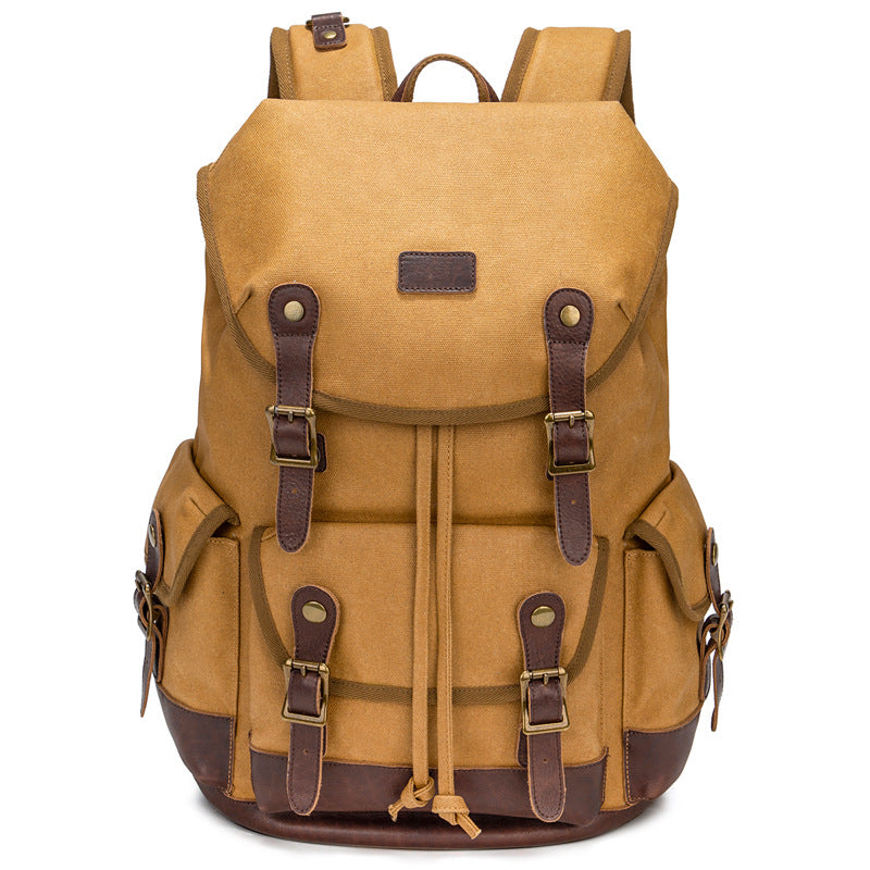 Men's Canvas Vintage Oil Wax Large Capacity Backpacks