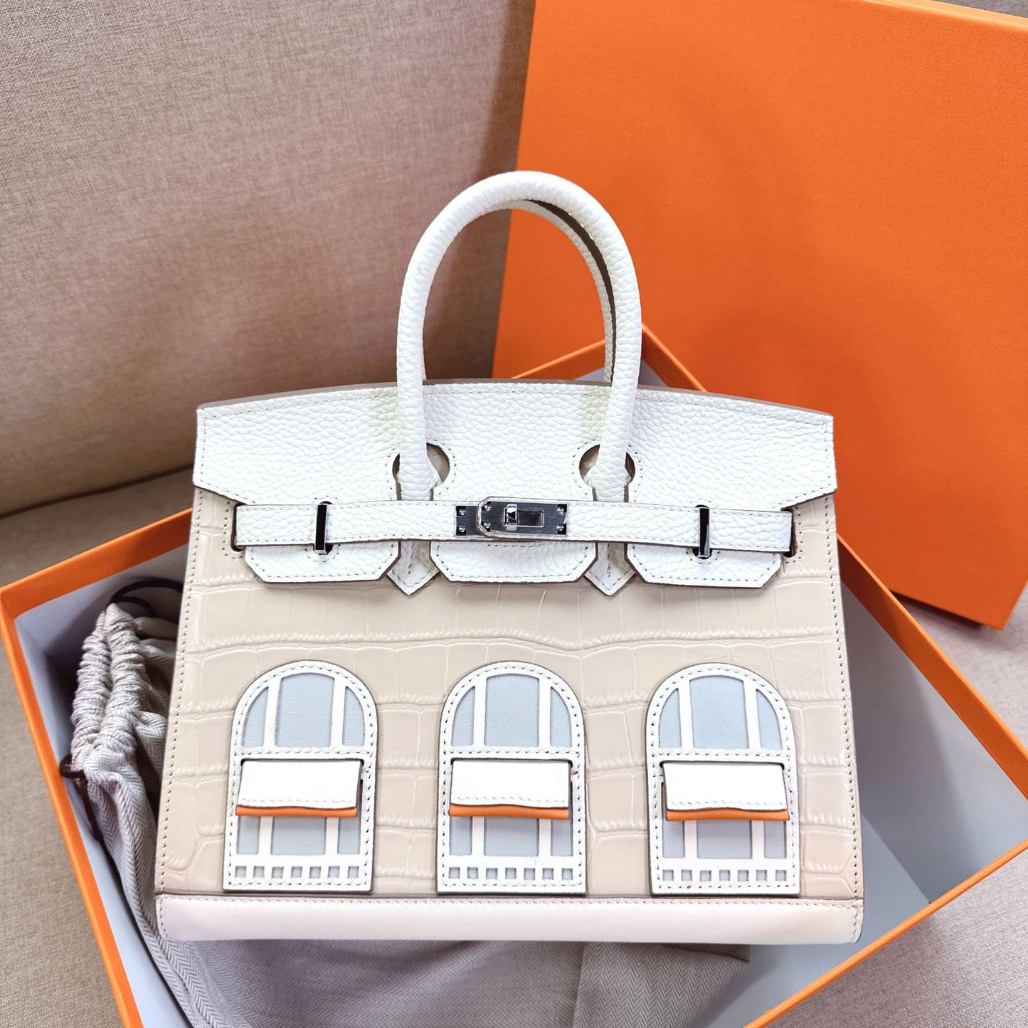 Leather High-grade Crocodile Pattern Stitching Palm Handbags