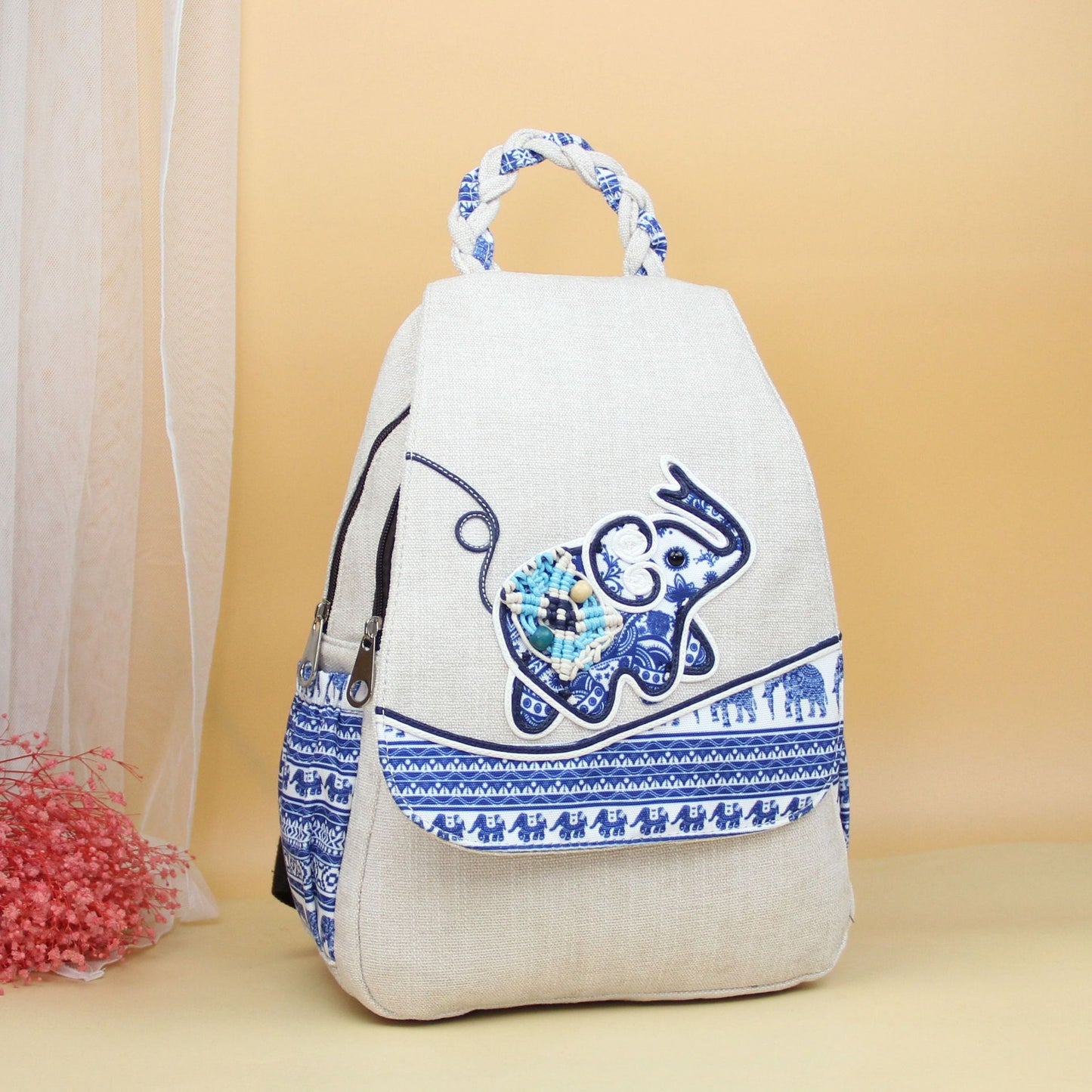 Style Fresh Double Layer Zipper Yunnan Backpacks
