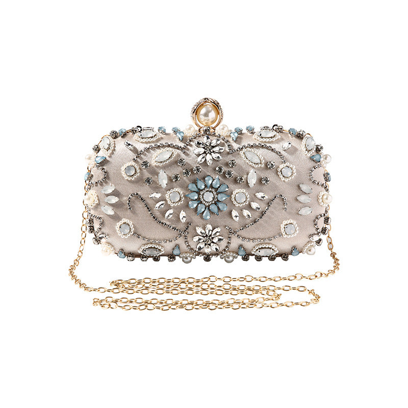 Dinner Clutch Handmade Pearl Embroidery Rhinestone Evening Bags